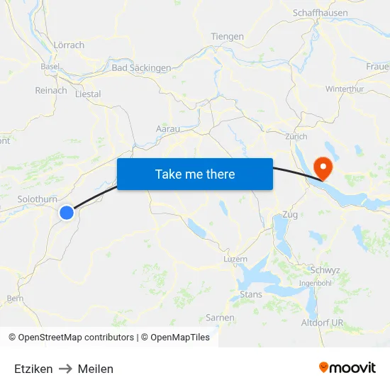 Etziken to Meilen map