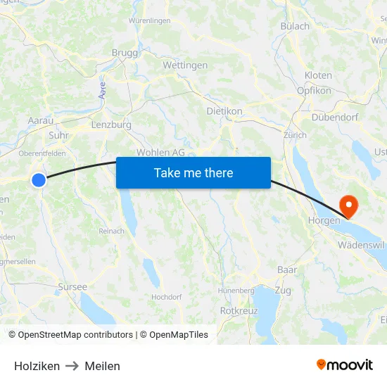 Holziken to Meilen map