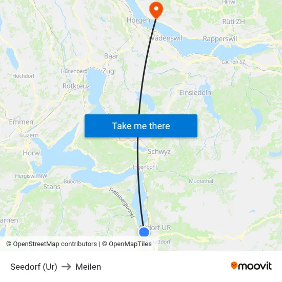 Seedorf (Ur) to Meilen map