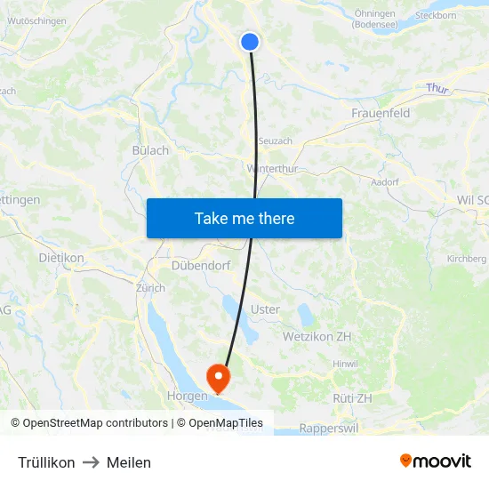 Trüllikon to Meilen map
