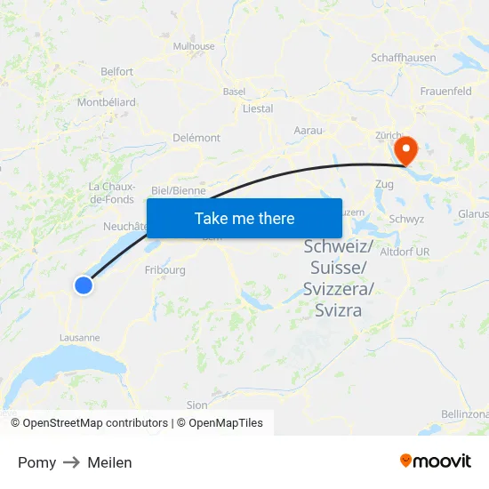 Pomy to Meilen map