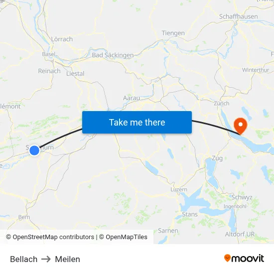 Bellach to Meilen map
