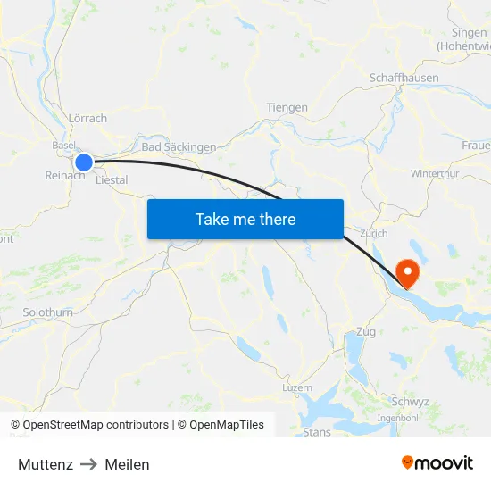 Muttenz to Meilen map