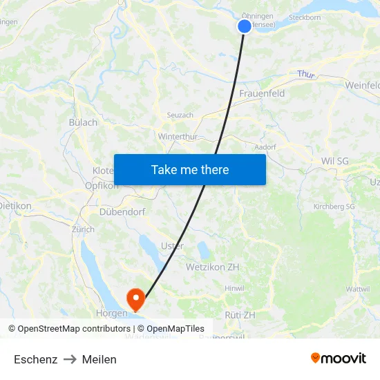 Eschenz to Meilen map