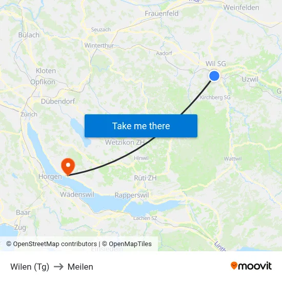 Wilen (Tg) to Meilen map
