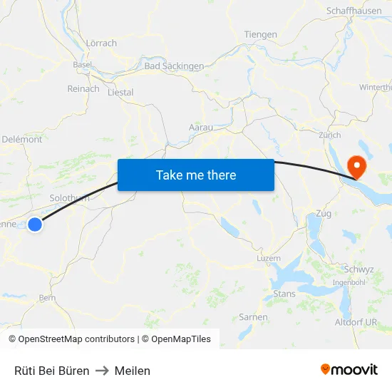 Rüti Bei Büren to Meilen map