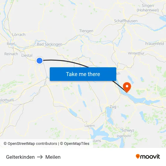 Gelterkinden to Meilen map