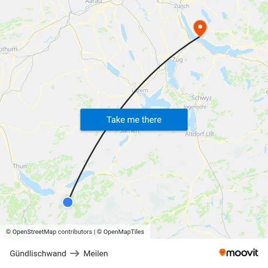 Gündlischwand to Meilen map
