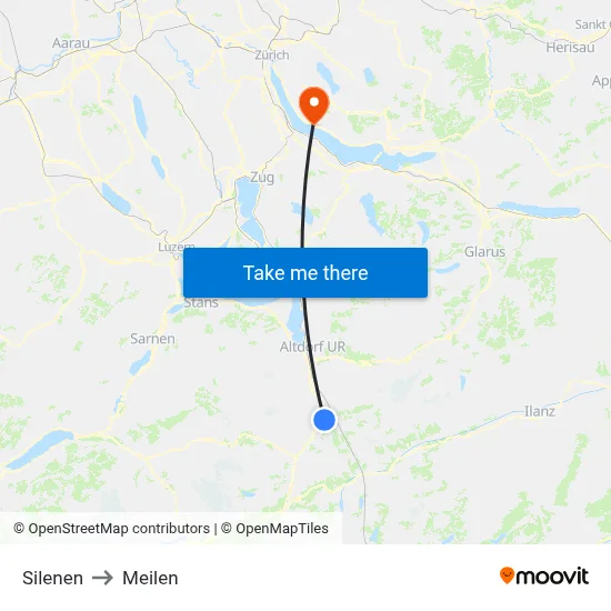 Silenen to Meilen map