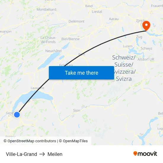 Ville-La-Grand to Meilen map
