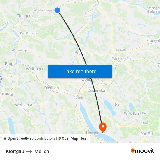 Klettgau to Meilen map
