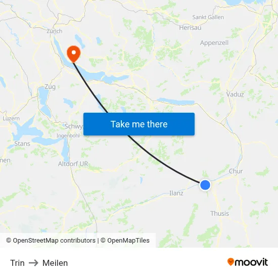 Trin to Meilen map
