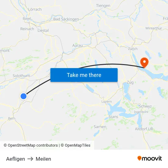 Aefligen to Meilen map