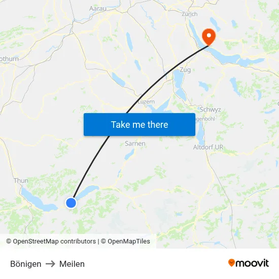 Bönigen to Meilen map