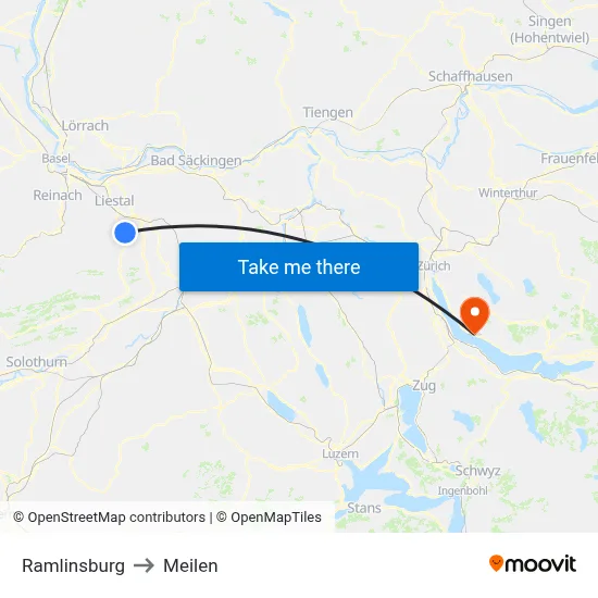 Ramlinsburg to Meilen map