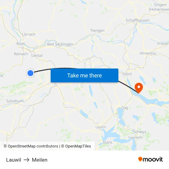 Lauwil to Meilen map