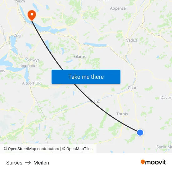 Surses to Meilen map