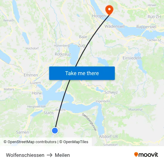 Wolfenschiessen to Meilen map