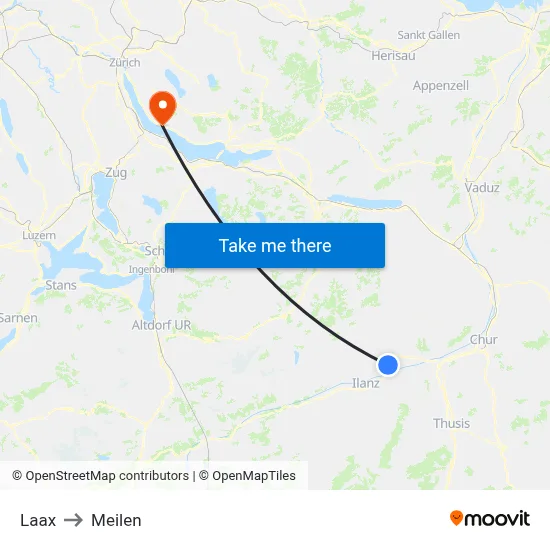 Laax to Meilen map