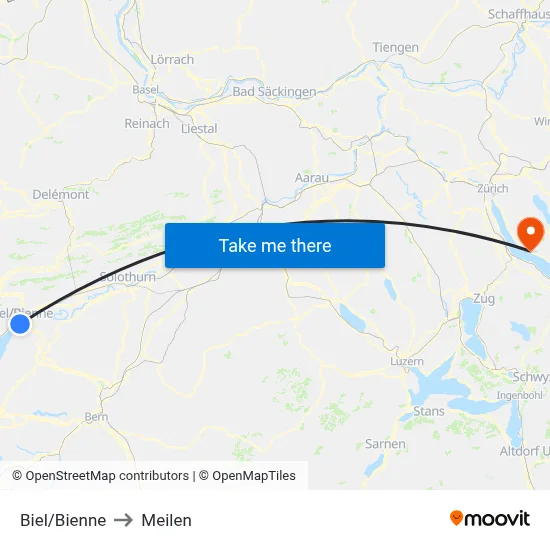 Biel/Bienne to Meilen map