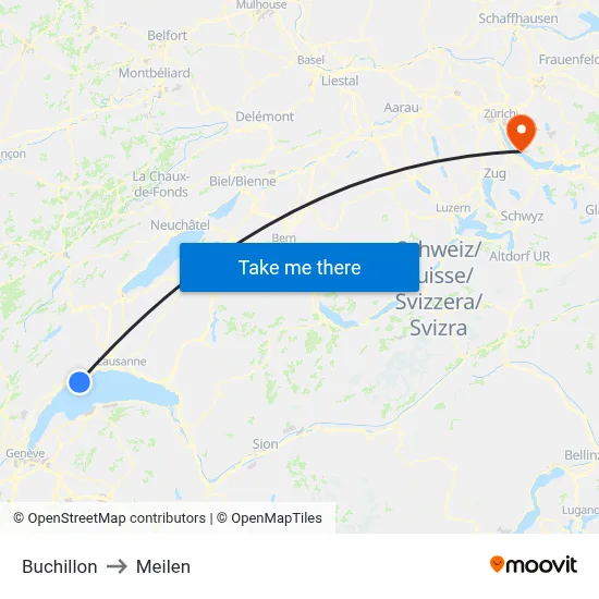 Buchillon to Meilen map