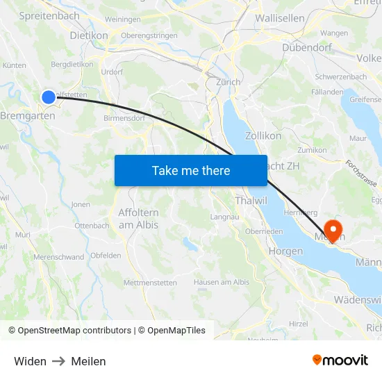 Widen to Meilen map
