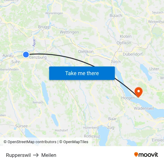 Rupperswil to Meilen map