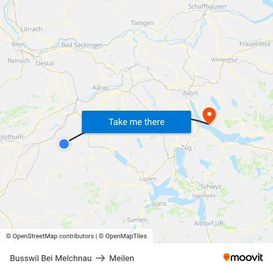 Busswil Bei Melchnau to Meilen map