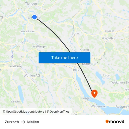 Zurzach to Meilen map