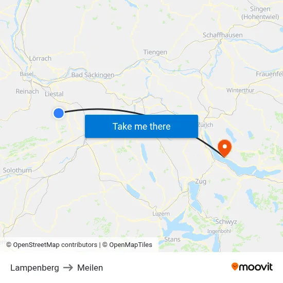 Lampenberg to Meilen map
