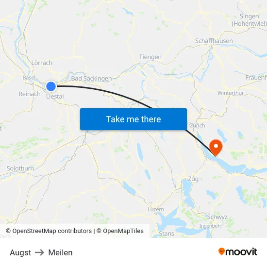 Augst to Meilen map