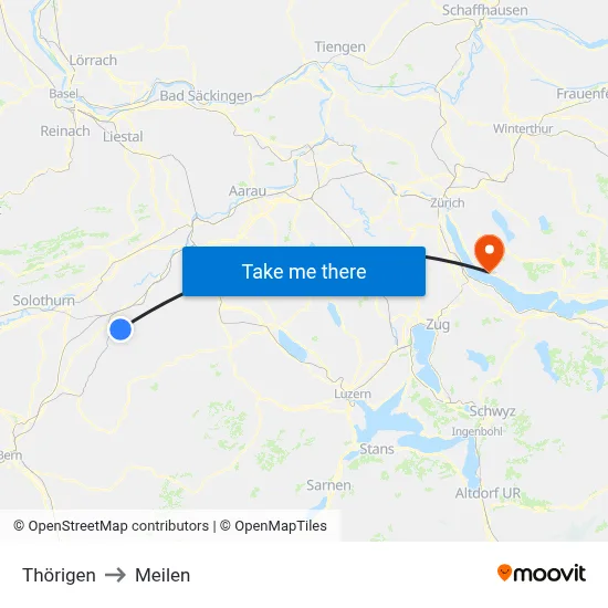Thörigen to Meilen map
