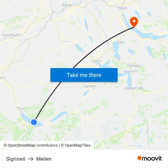 Sigriswil to Meilen map