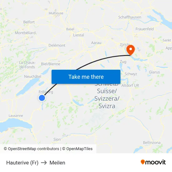 Hauterive (Fr) to Meilen map