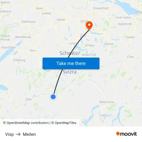 Visp to Meilen map
