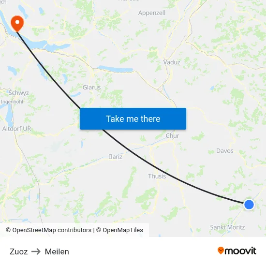Zuoz to Meilen map