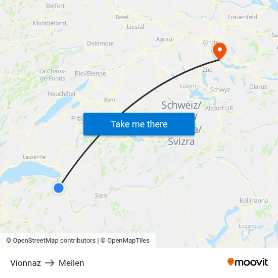 Vionnaz to Meilen map