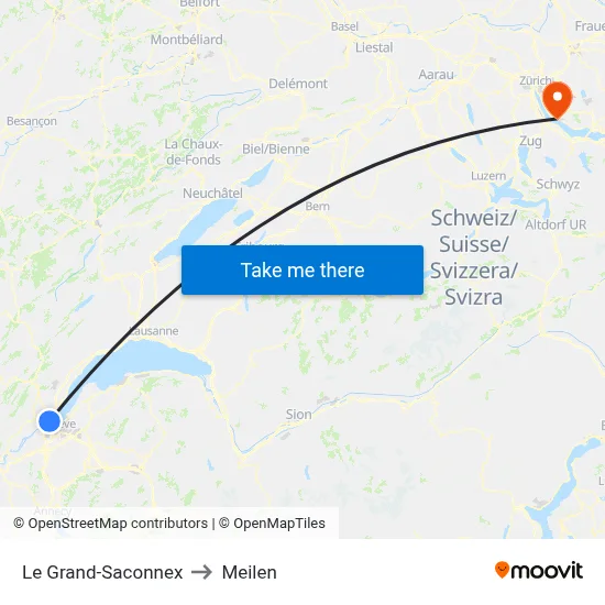 Le Grand-Saconnex to Meilen map