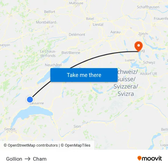 Gollion to Cham map