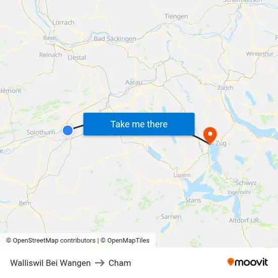 Walliswil Bei Wangen to Cham map