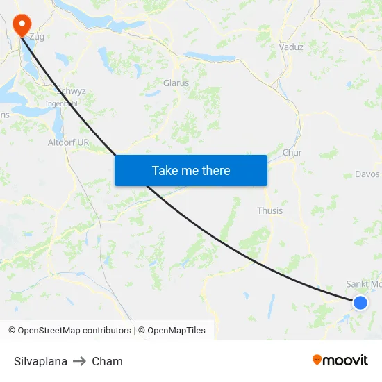 Silvaplana to Cham map