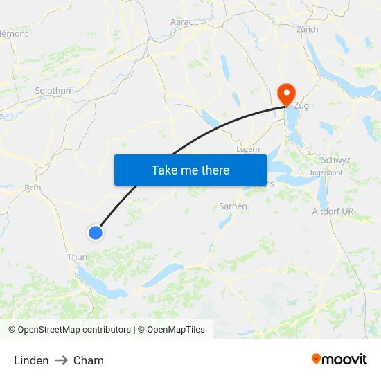 Linden to Cham map