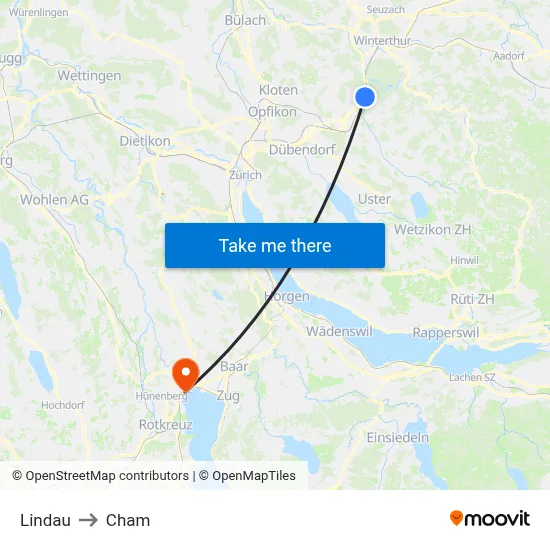 Lindau to Cham map