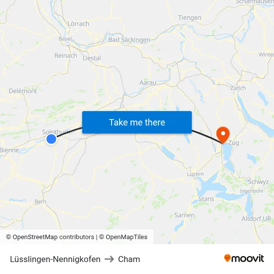 Lüsslingen-Nennigkofen to Cham map
