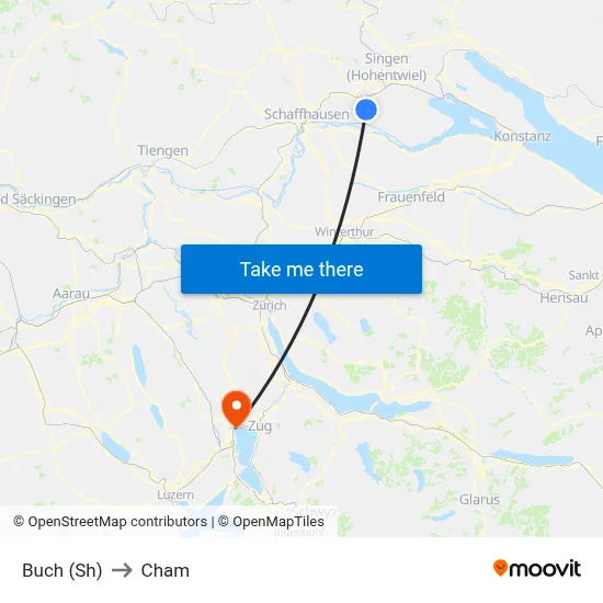 Buch (Sh) to Cham map