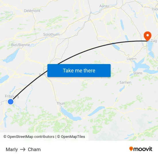 Marly to Cham map