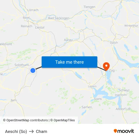 Aeschi (So) to Cham map