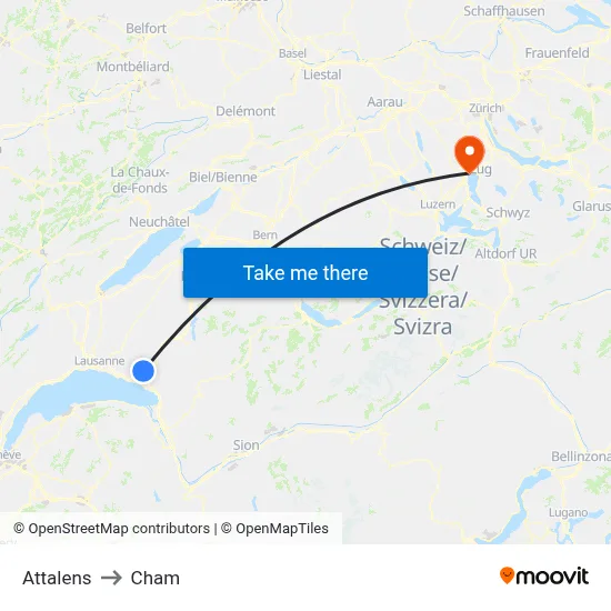 Attalens to Cham map