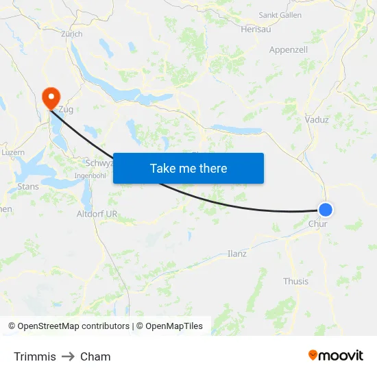Trimmis to Cham map