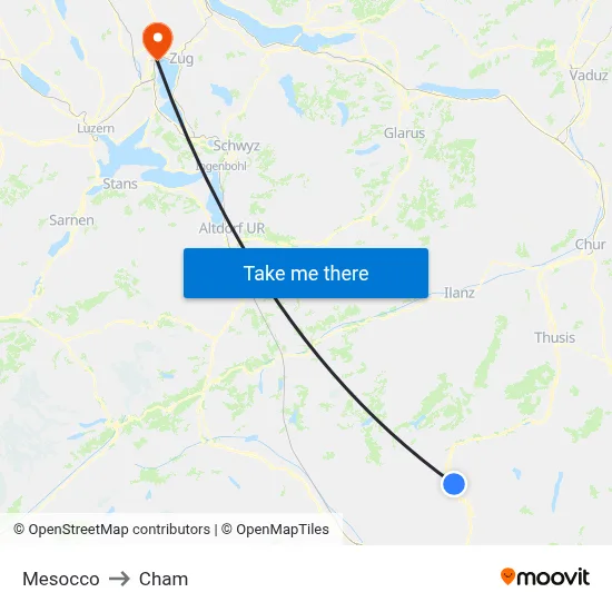 Mesocco to Cham map